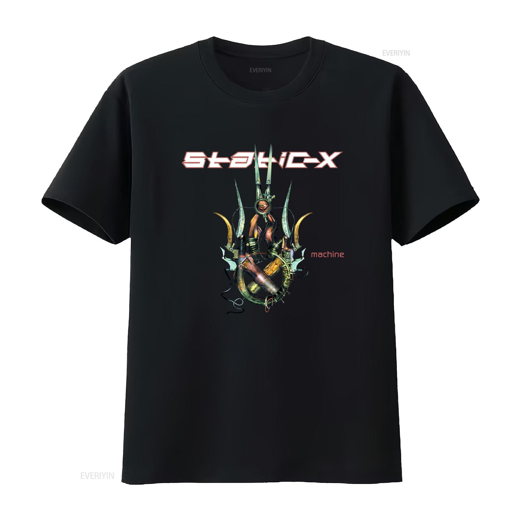 

2001 Static X Machine Mens Black Cotton T shirt Size S 234XL CB488 vintage Washed Unisex Comfortable Soft designer clothes 4XL