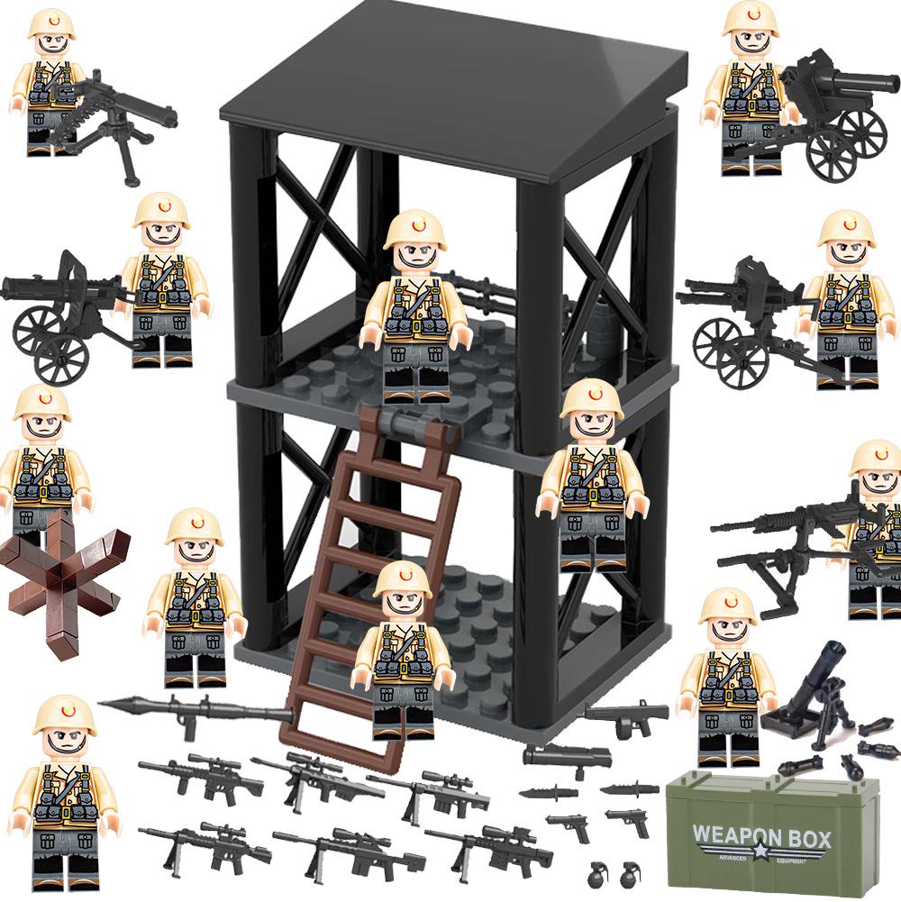 WWII Military Building Blocks: US, German, British Army Figures with Heavy Weapons & Sniper Educational Toys.
