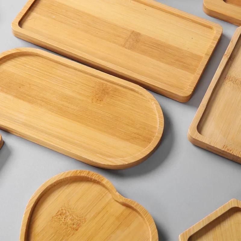 Bamboo Tray PlantMini Plant Pot Rack Multi-meat Pot Tray Balcony Storage Kitchen Storage Bathroom Storageround Tray Square