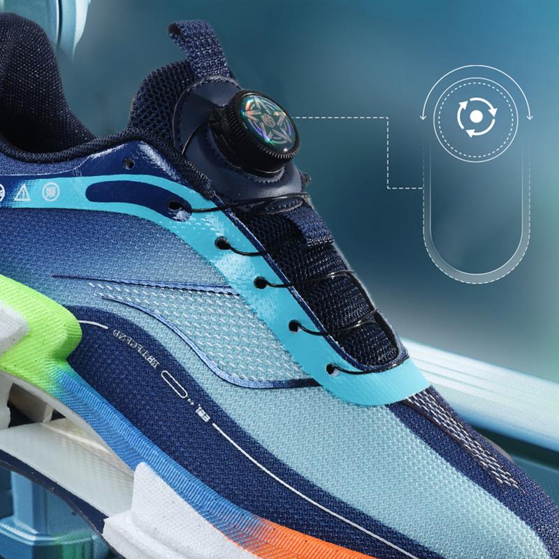 Summer new breathable mesh sports shoes for men rotary button soft sole anti-slip youth shock absorbing running shoes