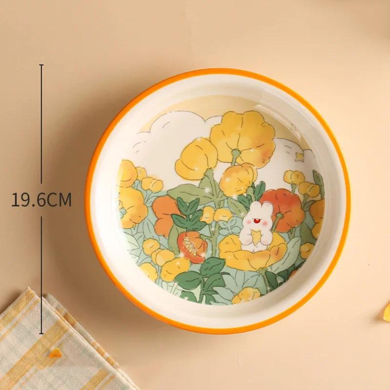 Creative Cartoon Ceramic Plate Sweet Cute Afternoon Tea Dessert Plates Home Breakfast Yogurt Oatmeal Bowl Delicious Ramen Bowls