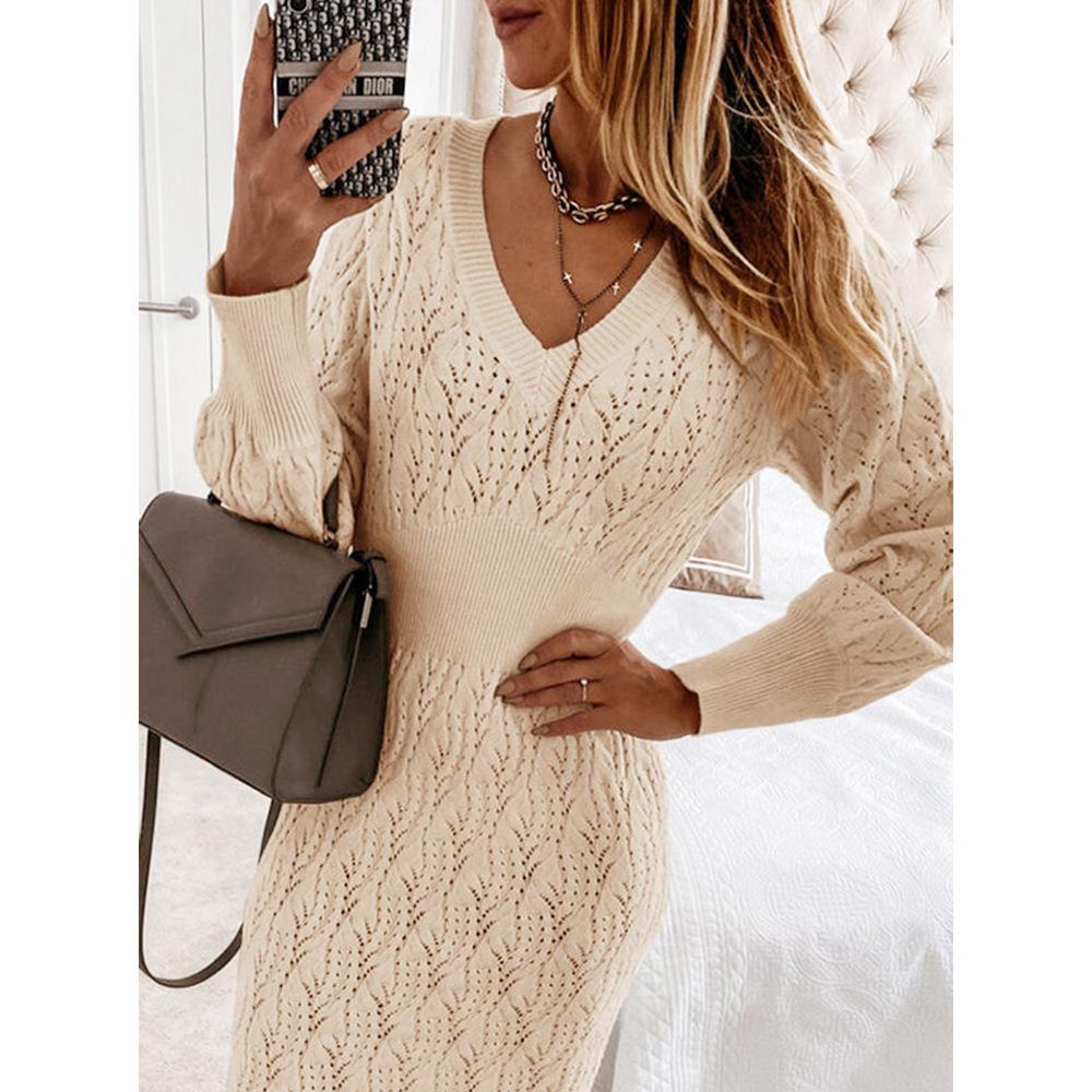Women's Sexy Long-Sleeve Knit Skirt Sweater - European & American Autumn Style 2022