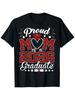 Proud MOM of a 2026 Graduate T-Shirt - Black Casual Tee with Glittery Red 'MOM' and Graduation Cap Graphic, Perfect for Celebrating Academic Achieveme