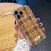 Brown striped grid applies to Apple 16promax mobile phone case 15plus creative 14 advanced sense 13pro personality X