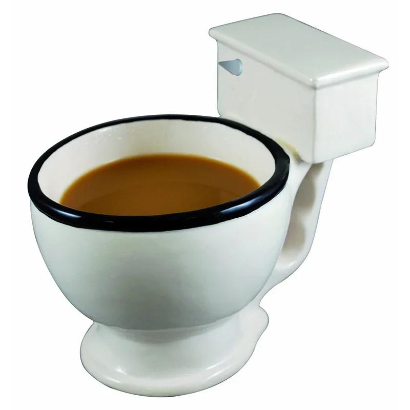 300ml Toilet Shaped Cup Coffee Ceramic Cup with Handle Water Cup Coffee Tea Milk Ice Cream Cup Funny Gift