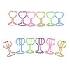 30Pcs Wine Glass Shape Paper Clip Small Metal Paper Clamp File Organiser Clip Metal Book Marker Clips for Office School