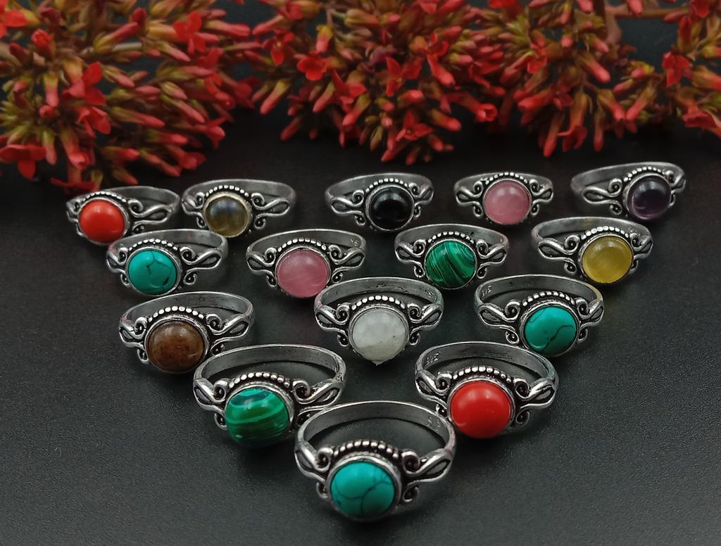 Amethyst & Mix Gemstone 925 Sterling Silver Plated Awesome 10 PCs Rings JN-9