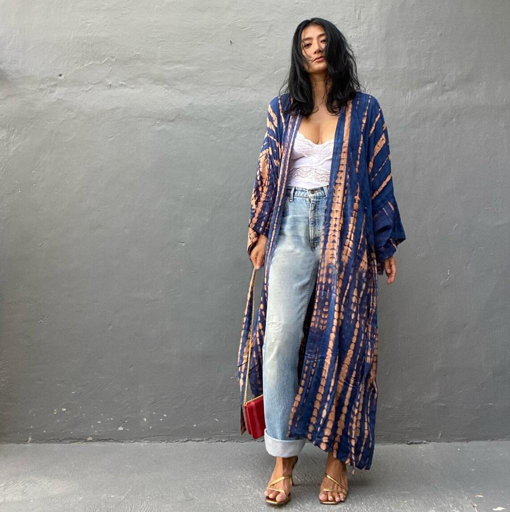 Trendiger Viskose-Cardigan mit Wasserzeichen-Print für den Strand