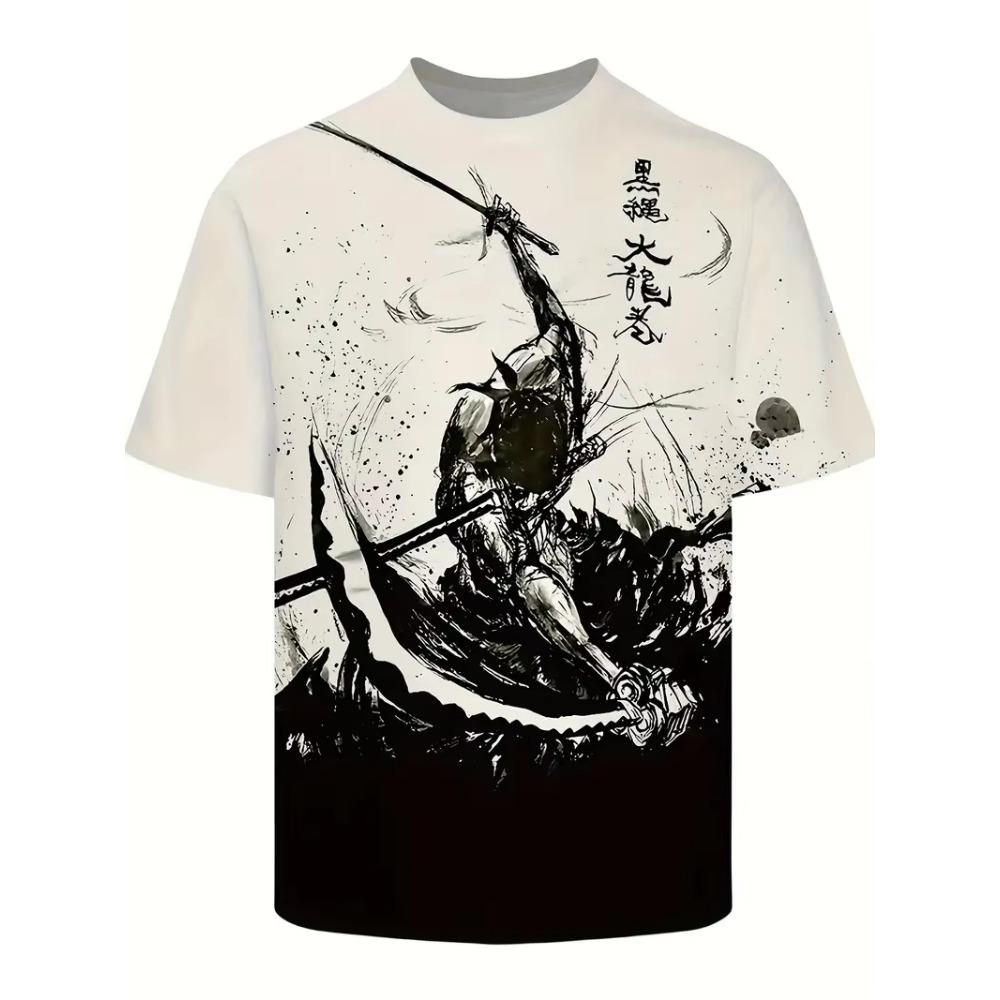 

Harajuku Samurai T-Shirt For Men 2025 New Fashion Casual Men s T Shirt Short Sleeve Summer Anime Japanese 3d Printed Y2k Tops 6XL