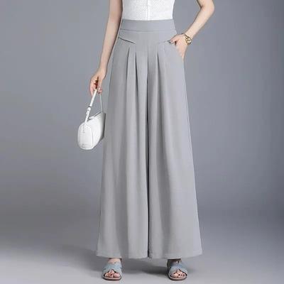 New Thin Style Loose Elastic High Waist Nine-point Casual Drooping Fashionable Wide-leg Women's Skirt Pants Summer