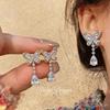 Zircon Bow Water Drop Pendant Earrings - Elegant, Personalized Design with a Luxurious Feel.