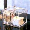 Porte-cotons-tiges Porte-disques démaquillants Boîte de rangement cosmétique transparente avec couvercle Organisation soignée du bureau Pour rouge à lèvres coton