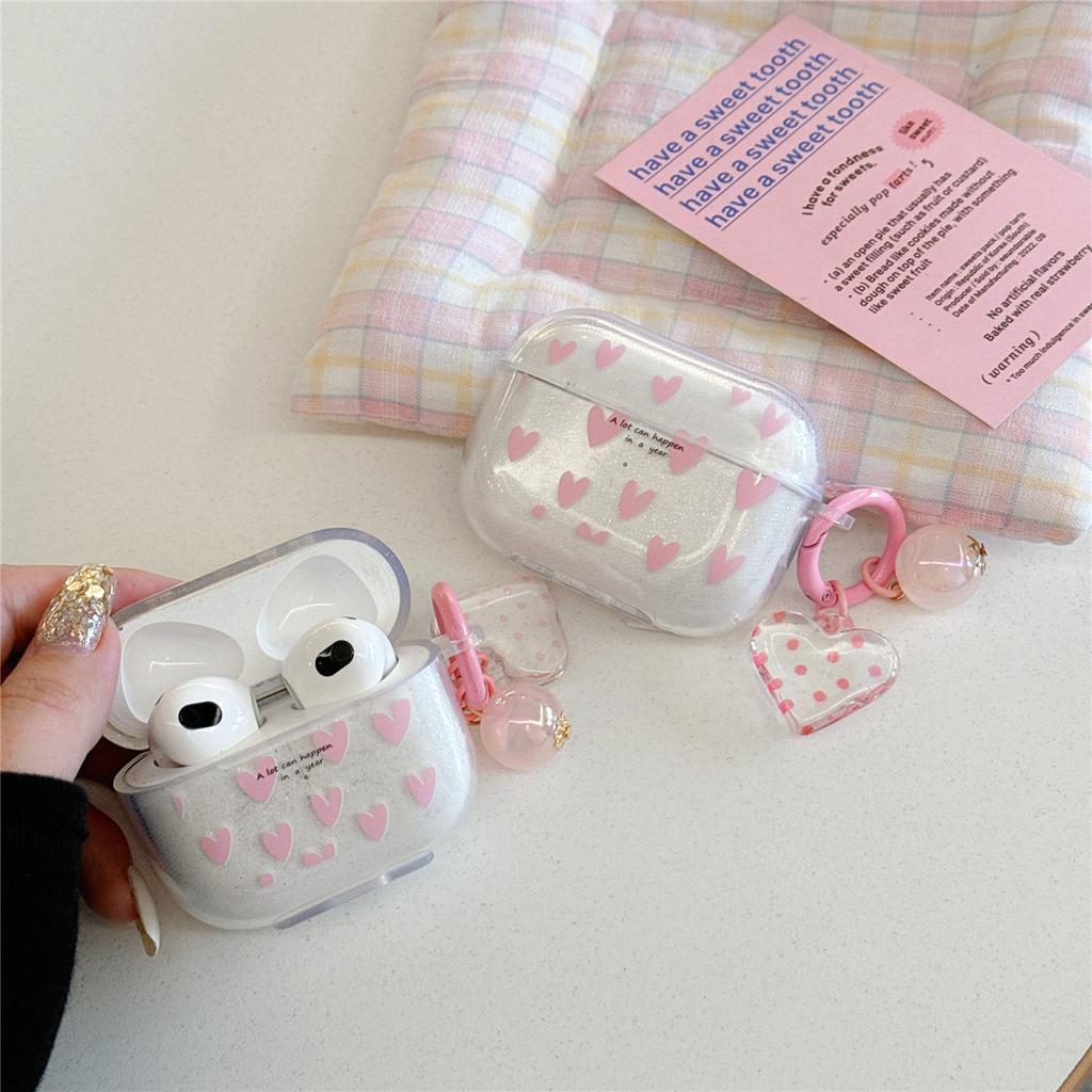Pink little love applies to Apple AirPods 11th generation Bluetooth headset protective case Pro1 headset case high transparency
