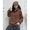 Bojiiafan 2025 Stylish Women's Hooded Fleece-Lined Striped Sweatshirt: Age-Reducing Loose Fit Winter Pullover.