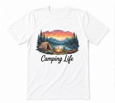 Camping Life Tent Nature Camp Lover Graphic Tee White T-shirt