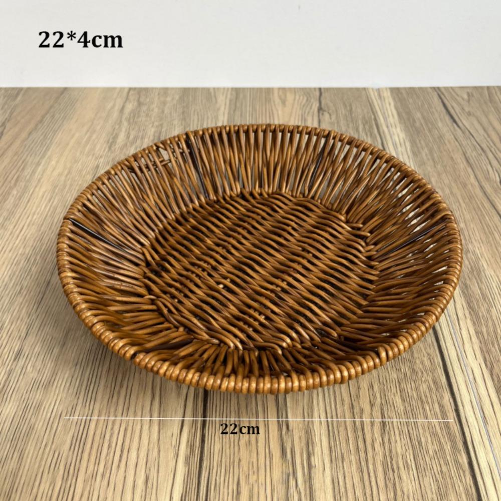 Multipurpose Imitation Rattan Fruit Plate Wedding Candy Flower Storage 22*4cm