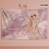 1Pc Angelic Kawaii Angel Girl Tapestry 2D Polyester Flat Print Pink Cloud Wall Hanging Decor For Bedroom Living Room Gift