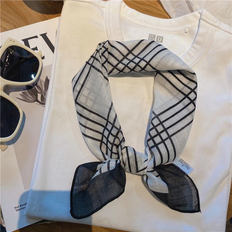 Literary Stylish Small Square Silk Scarf | Decorative Little Neckerchief & Fashionable Headscarf for Women