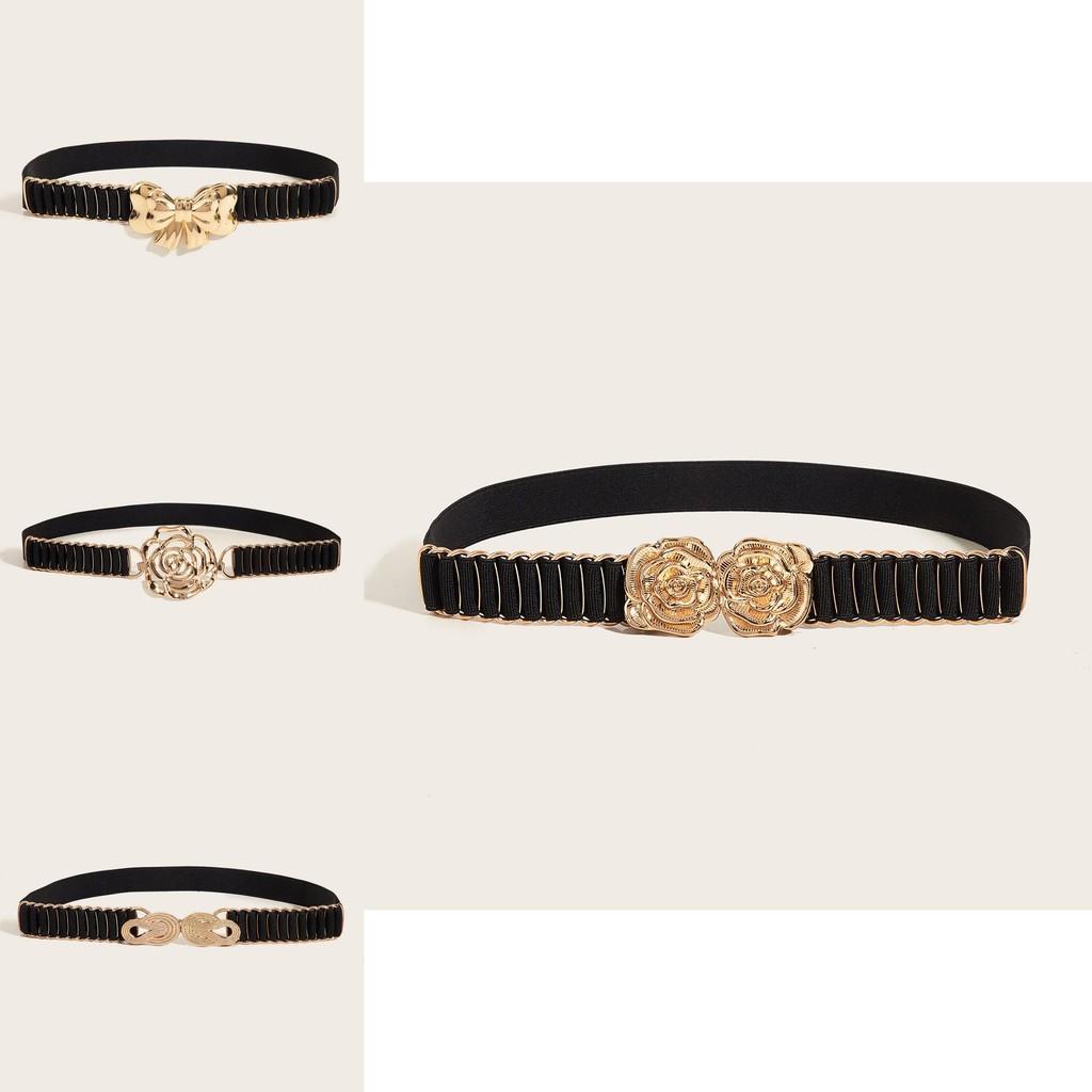 Ladies Metallic Waist Belt With Snap Button Closure For Dresses And Casual Wear