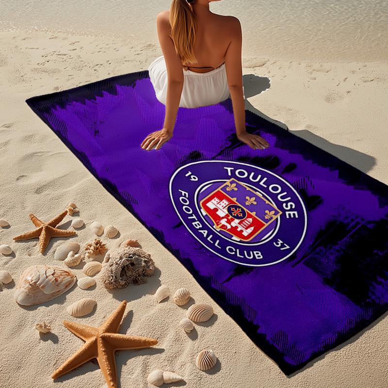1PC Toul-ouse Crest Design Beach Towel - Soft, Absorbent Microfiber, Lightweight, Ideal for The Beach, Parties, Travel, Camping Fan Gifts