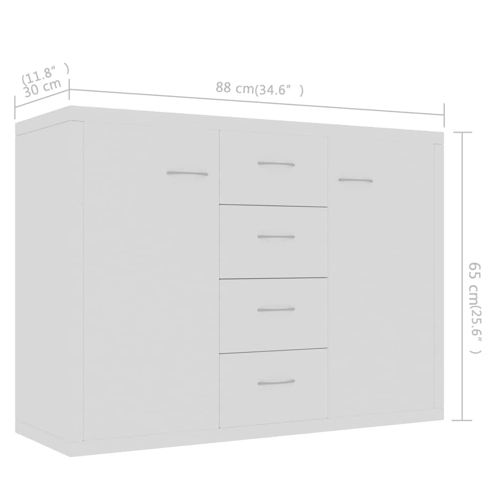 Sideboard White 88 x 30 x 65 cm Particleboard
