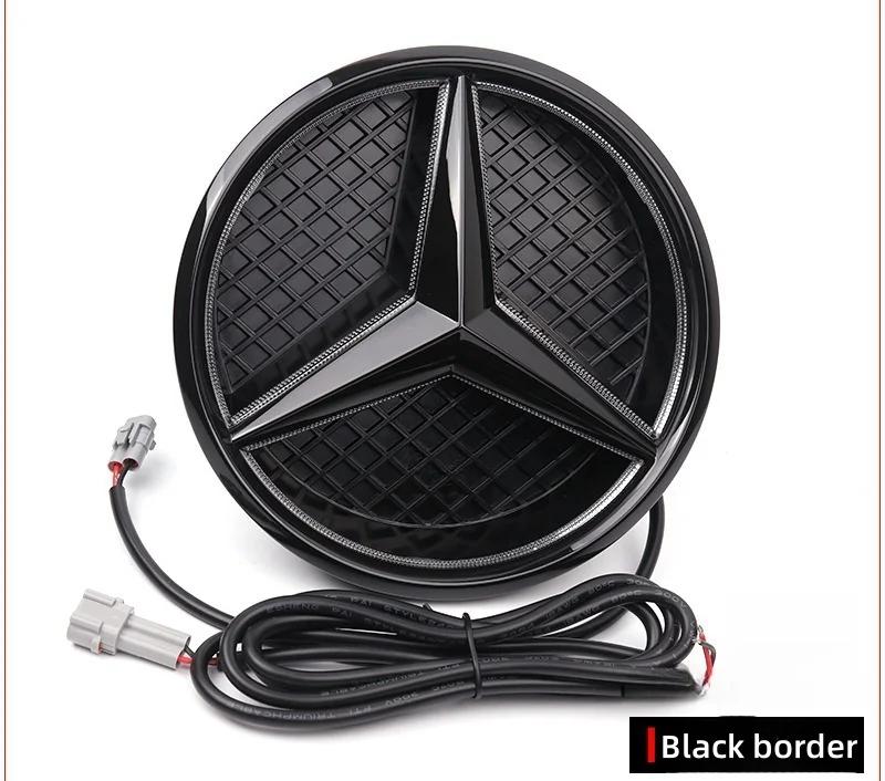 

GLC GLB Car Front Grill Logo Light mirror face LED Badge For Mercedes Benz W166 GLS350 AMG/GLS63 X205 Emblem Luminous Decorativ Red light чорний