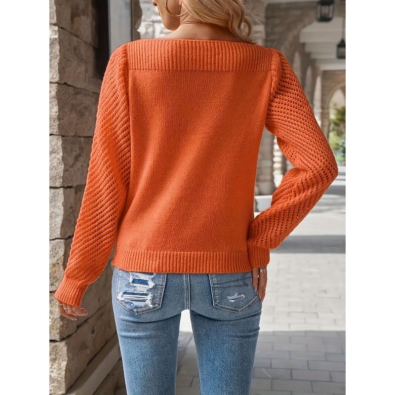 YYFS Women's Fashion Casual Spring Fall Solid Color Print Long Sleeve One Shoulder Sweaters