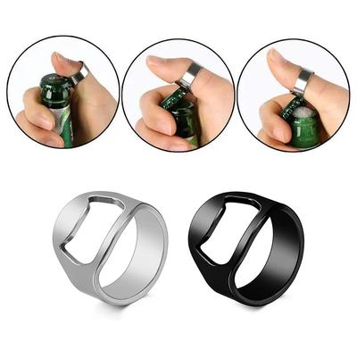 Bottle Opener Ring Creativity Corkscrew Stainless Steel Finger Ring Beer Can Openers Gadgets Cool Bar Kitchen Accessories Gifts