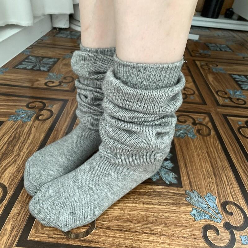 Autumn And Winter Korean Lazy Bubble Socks, Thin Girl Japanese Jk Knitted Skin-Friendly Stacking Socks, Soft Waxy Calf Socks