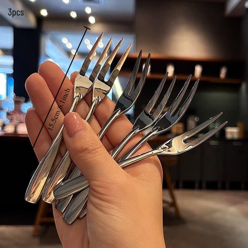 Fruit Fork Fruit Stick Stainless Steel Easy To Use Durable Cake Dim Sum Dessert Moon Cake Fork