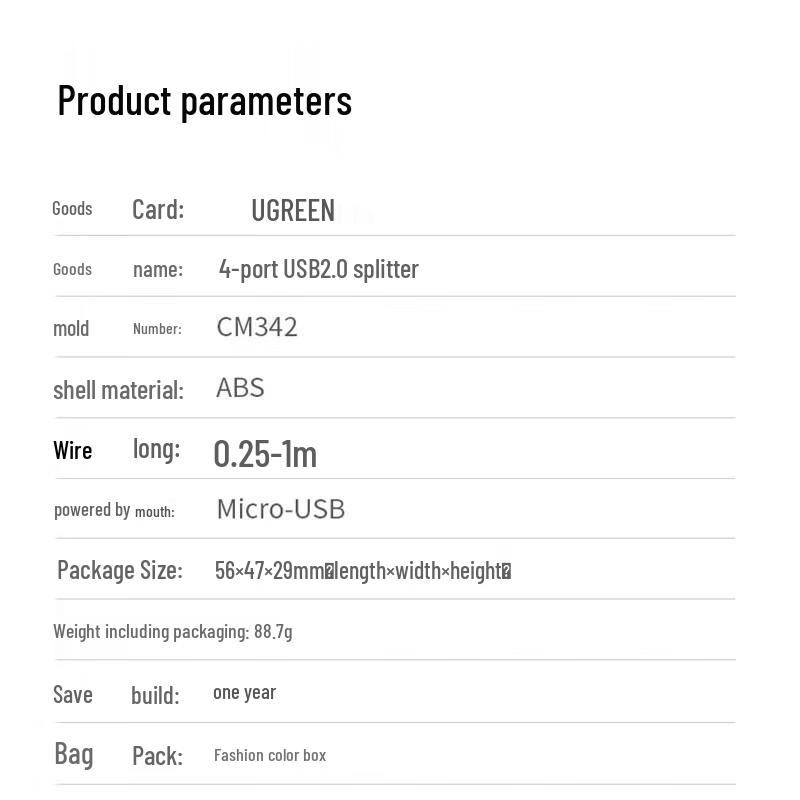 Ugreen USB 2.0 4-Port HUB Splitter