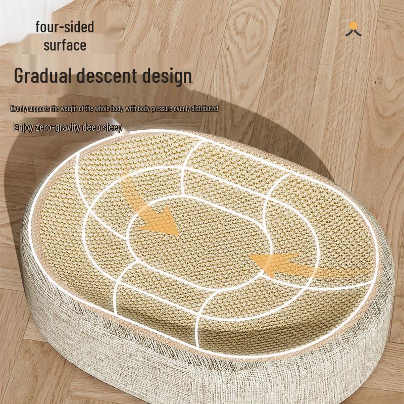 Durable Sisal Cat Scratching Board & Bed Combo - Scratch-Resistant, Claw-Safe, No Shedding Oval Design.