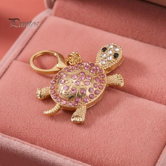 Alloy Shell Keychain Pendant Pendant, 3D Turtle Design Key Holder with Sparkling Rhinestones Inlaid, Three-dimensional Charm Easy to Attach Lucky for