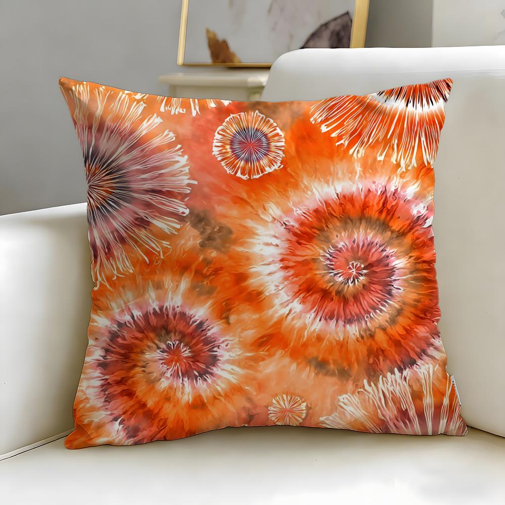 Tie Dye Pattern Cushion Cover Soft & Easy-Wash Pillow Case – Versatile For Couch, Bed, Travel And Office