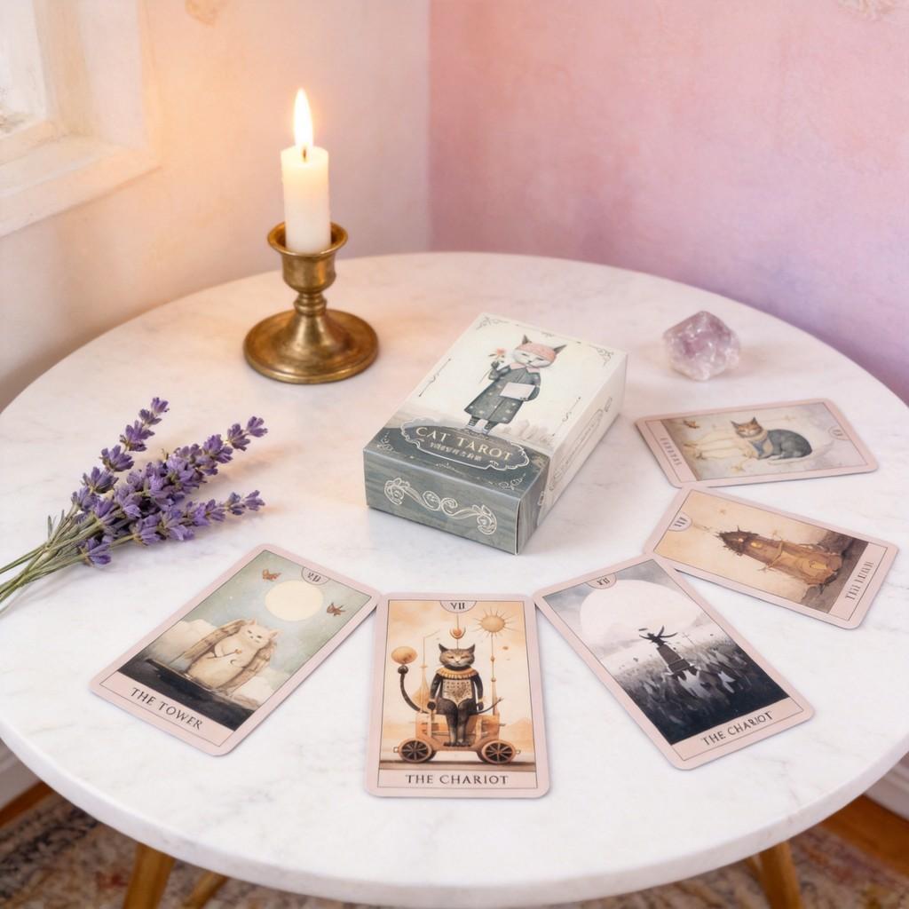 Cat Tarot Deck Watercolor Card Game With Logic Training For Family Fun