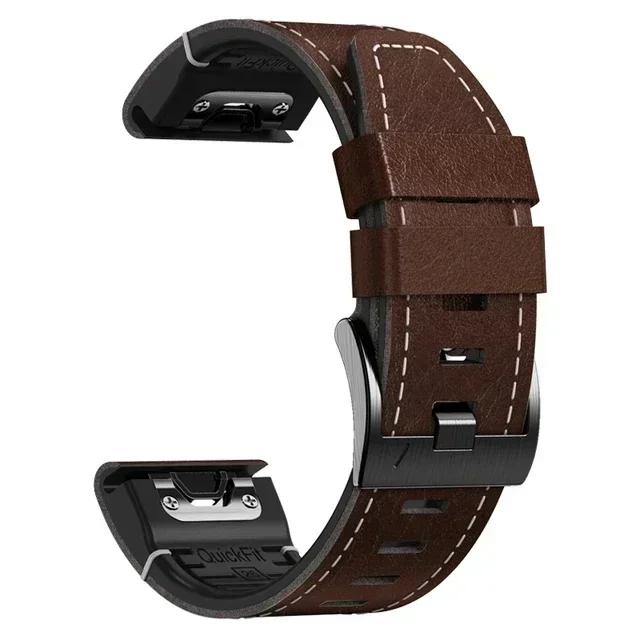 Quick Release 22/26mm PU Leather+Silicone Strap For Garmin Forerunner 955 945 Instinct Marq Epix Gen 2 Descent G1 Band Bracelets