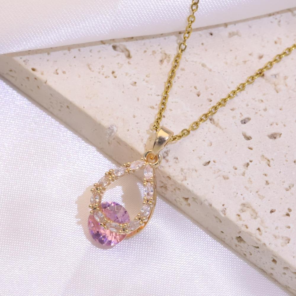 Fashion Drop Shape Pendant Necklaces for Women Zirconia Necklace Wedding Party Jewelry Accessories