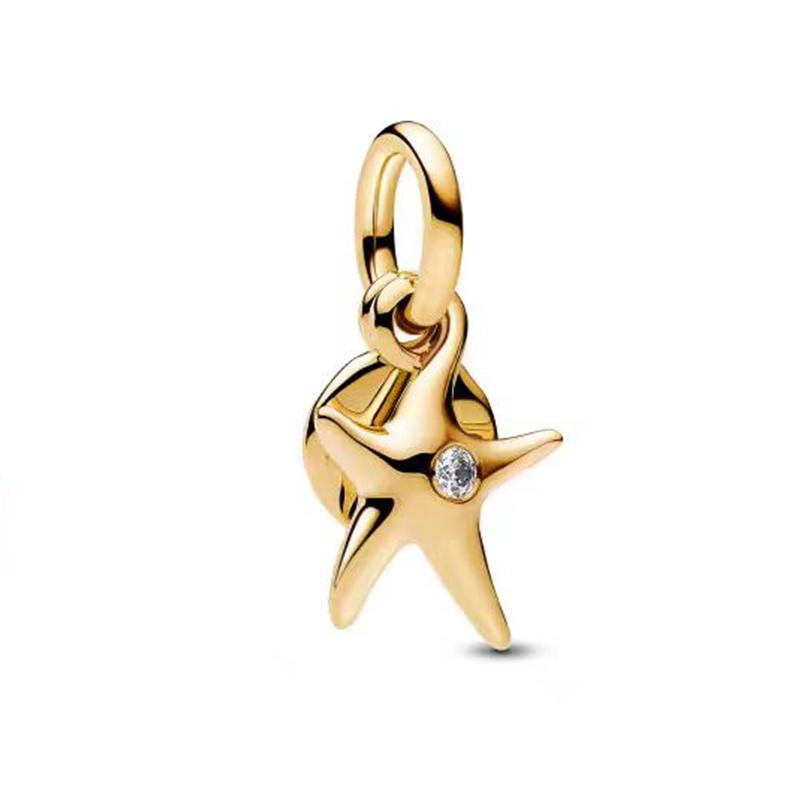 Neue Vergoldete Charm-Perlen Anhänger Passend für Schlangen Silber Armband Halskette Für Diy Schmuck Damen Geschenk Funkelnd