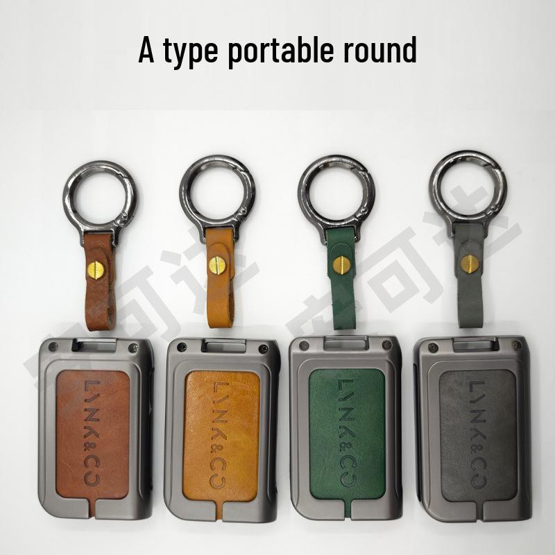 New Genuine Leather Alloy Key Case for Lynk & Co Models 01, 03, 05, 06