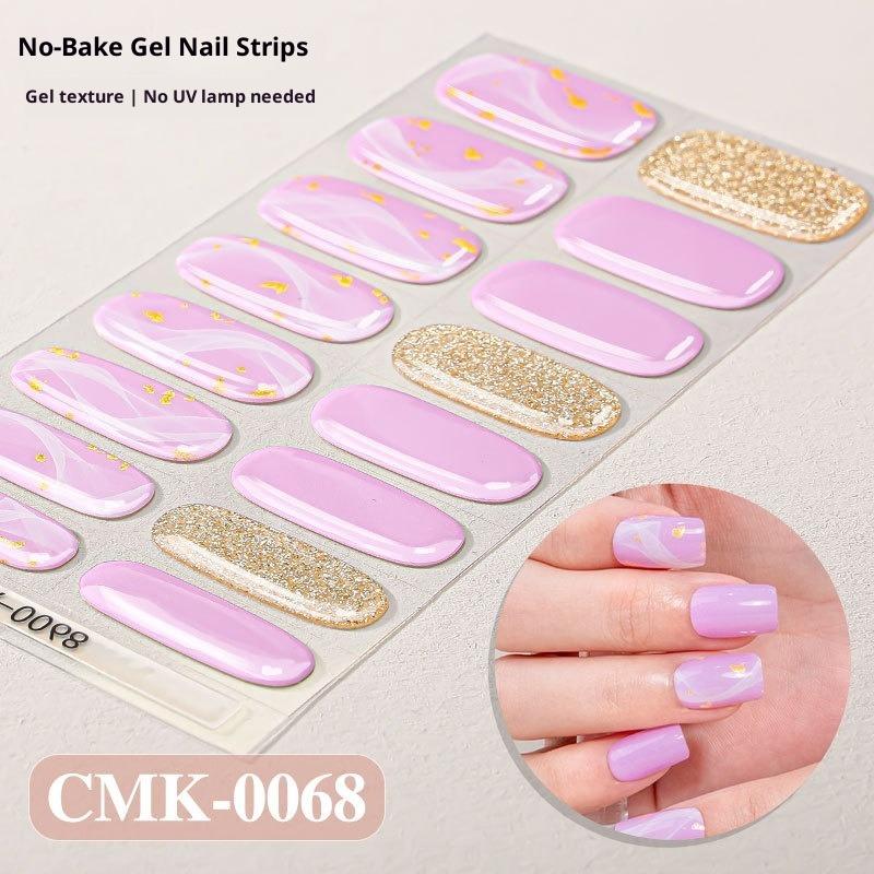 French-style No-bake Gel Nail Stickers, Glittery Gradient, Amazonian Style, No-bake Nail Stickers
