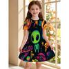 Gothic Cartoon Skull 3D Printed Girl Clothes Summer Princess Elegant Dresses Comfortable Short Sleeve Dress Fashion Kids Clothes