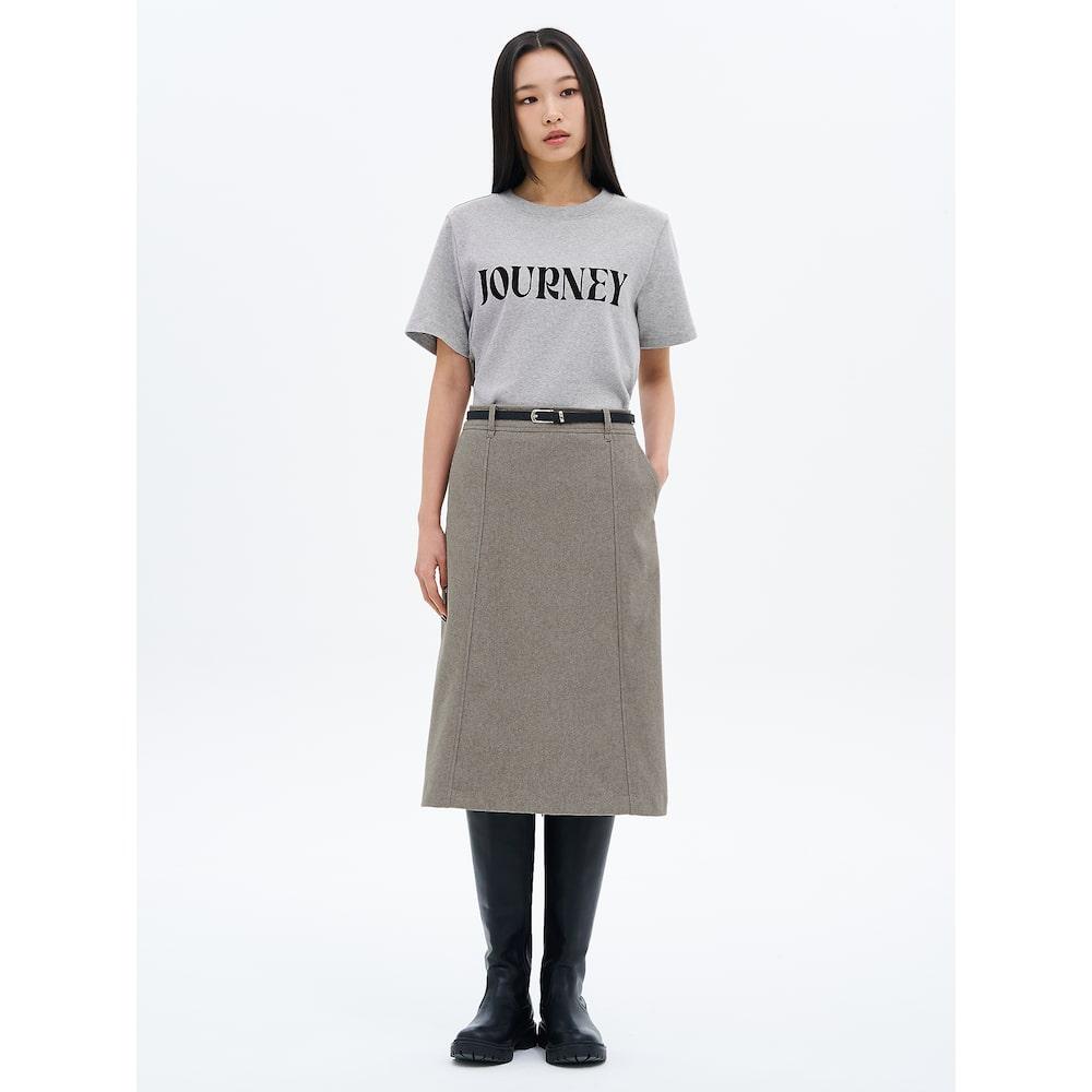 8SECONDS Belted Midi Skirt Beige