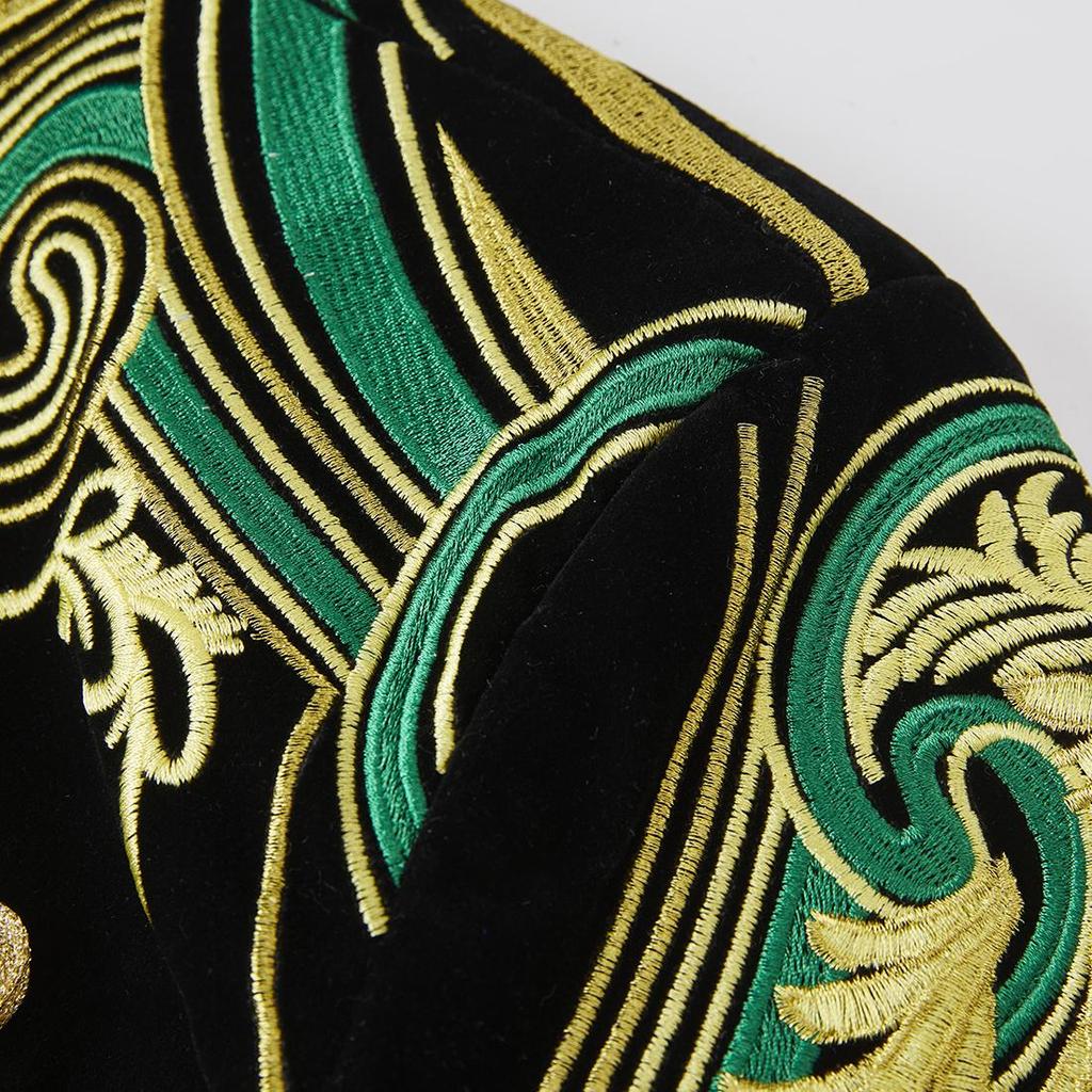 PYJTRL Mens Embroidered Blazer Hand-decorated Coat