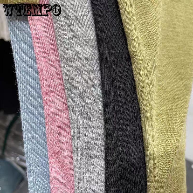 WTEMPO Round Collar Solid Thin Short Sleeve T-Shirts Women's Summer Korean Slim Casual All-match Tops Streetwear