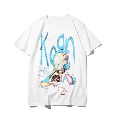 T-shirt Rock Band Krótki rękaw Unisex Retro Zespół Korn Letni Strój Luźny Duży Rozmiar Czysta Bawełna Okrągły Dekolt Krótki Rękaw