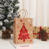 12PCS New Christmas Foil Stamped Paper Gift Bags Brown Kraft Tote with Reindeer Snowflake Tree Design for Holiday Party Presents