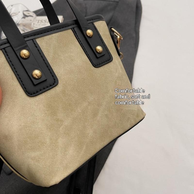 Small Square Crossbody Bag For Women Trendy Versatile Bucket Handheld Bag Color Blocked Shoulder Bag