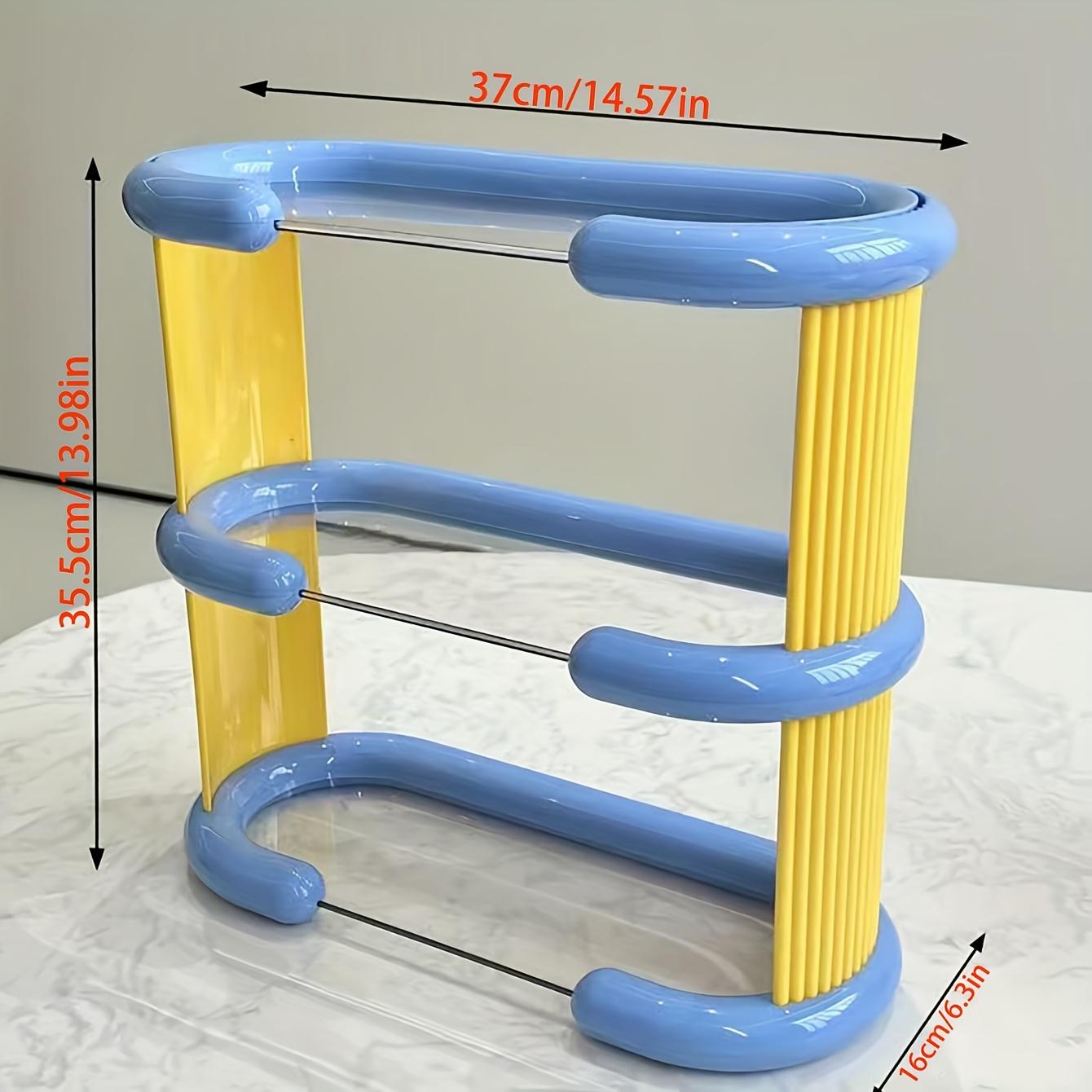 

1 шт. Многоярусные стеллажи высокого уровня, Универсальные стеллажи для хранения, Цвет, Контрастные стеллажи для хранения чашек с дофамином, Хранение барных стаканов для воды Norwegian Blue Three Layers