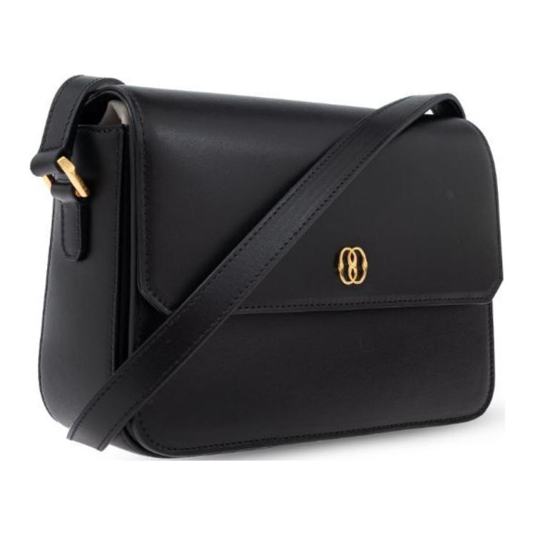 Bally Logo Embossed Leather Shoulder Crossbody Bag Women Bags Black 6308690