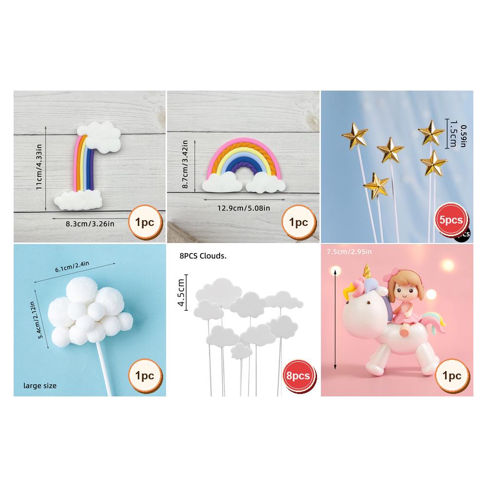Unicorn Rainbow Cake Topper - Pink Cartoon Decoration for Children's Birthday Party